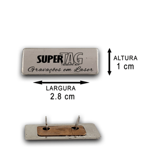 Etiqueta Plaquinha de Metal - 2,8x1 cm - Personalizada