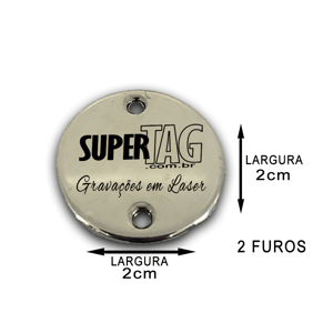 Etiqueta Plaquinha de Metal- Redonda 2 cm - 2 Furos  - Personalizada