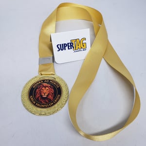 Medalha de Metal Zamac Personalizada Zamac Redonda 6 cm - Espessura 2 mm Adesivo Colorido + Branco + Verniz  UV - 6x0   
