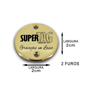Etiqueta Plaquinha de Metal- Redonda 2 cm - 2 Furos  - Personalizada  Redonda com 2 furos    