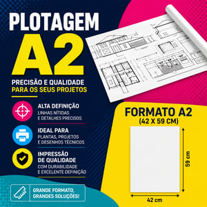 Impressão - Plotagem A2 Sulfite 90g 42 x 59 cm 4x0  Corte Reto 