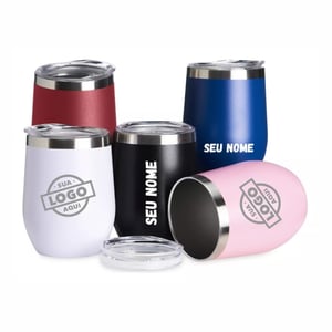 Copo Térmico Cuia 350ml com Gravação à Laser Aço Inoxidável 350ml  Gravação à Laser Colorido Inclui tampa Transparente com vedação