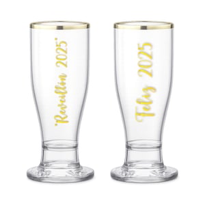 Copo Personalizado mini Tulipa 220ml Plástico transparente 220ml  Vinil recorte dourado Borda dourada 