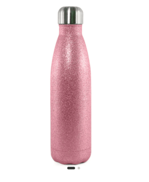 Garrafa Térmica Rosa Glitter 500ml Personalizada Aço Inoxidável 500ml  Gravação à Laser Glitter Rosa Inclui tampa emborrachada