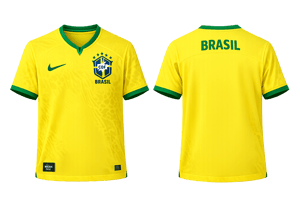 Camisa Seleção Brasileira Personalizada Tecido Poliéster Estampa Frente e Costas  DTF Têxtil  