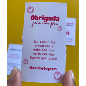 Cartão de agradecimento fotográfico 180g 9x5cm 4x0 Verniz Total Brilho CORTE RETO 