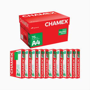 CHAMEX A4 CAIXA 10 PACOTES Sulfite 75 grs / 5.000 folhas A4 29,7 x 21,0 cm    