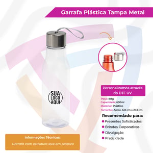 Garrafa Plástica com Tampa em Metal