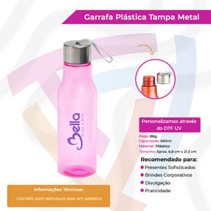 Garrafa Plástica com Tampa em Metal