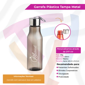 Garrafa Plástica com Tampa em Metal