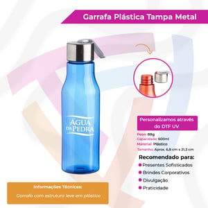 Garrafa Plástica com Tampa em Metal