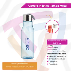 Garrafa Plástica com Tampa em Metal