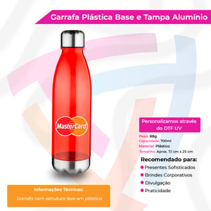 Garrafa Plástica com Base e Tampa em Alumínio