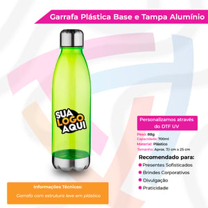Garrafa Plástica com Base e Tampa em Alumínio