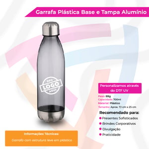 Garrafa Plástica com Base e Tampa em Alumínio