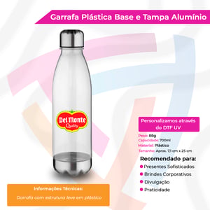 Garrafa Plástica com Base e Tampa em Alumínio