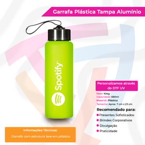Garrafa Plástica com Tampa Alumínio