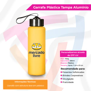Garrafa Plástica com Tampa Alumínio