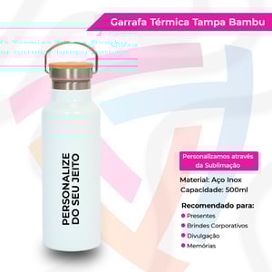Garrafa Térmica Tampa Bambu Brilho