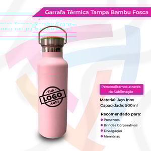 Garrafa Térmica Tampa Bambu Fosco