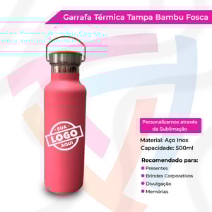 Garrafa Térmica Tampa Bambu Fosco