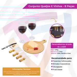 Conjunto Queijos e Vinho com Saca Rolha