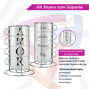 Kit de Xícaras com Suporte