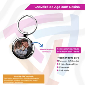 Chaveiro de Metal com Resina Personalizado