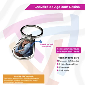 Chaveiro de Metal com Resina Personalizado