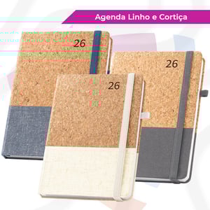 Agenda de Linho com Cortiça Linho e Cortiça    Elástico 