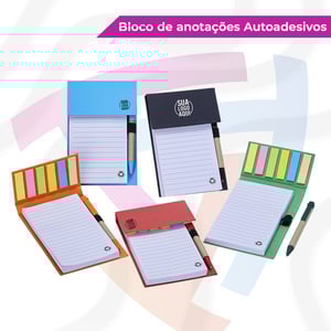 Bloco de Anotações com Caneta Ecológico em Kraft 15,7 cm x 10,6 cm   Porta Caneta Elástico Acompanha Autoadesivos