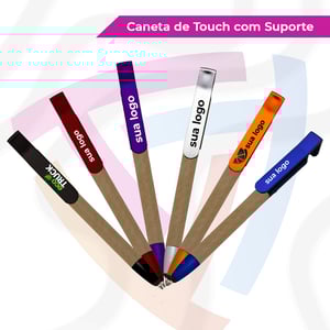 Caneta Ecológica com Suporte e Touch Papelão 1,8cm x 14,6m   Detalhe Plástico Metálico 