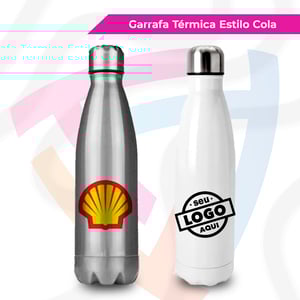 Garrafa Térmica Estilo Cola 500ML Inox Parede Dupla 27cm x 7cm   Brilho 