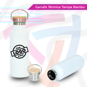 Garrafa Térmica Tampa Bambu Brilho