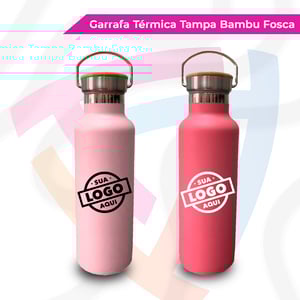 Garrafa Térmica Tampa Bambu Fosco