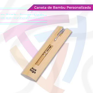 Caneta Ecológica de Bambu com Estojo Bambu     Acionamento por clique, unindo praticidade e sustentabilidade.