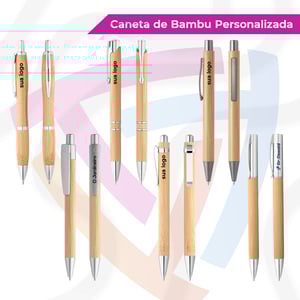 Caneta de Bambu Bambu 13,5cm x 1,6cm   Clipe Plástico ou Metal 