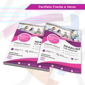 Panfleto Frente e Verso Couchê: 90g | 115g | 150g 10x14cm ou 14x20cm 4/4 Frente e Verso  Corte Reto Criação de Arte