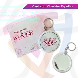 Card com Chaveiro Espelho Couchê 300g  Branco ou Rosa Brilho ou Fosco  Criação de Arte
