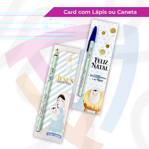 Card com Lápis ou Caneta Personalizada Couchê 300g   Laminação Brilho ou Fosco  Criação de Arte