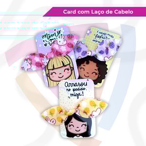 Card com Laço de Cabelo Personalizado Couchê 300g   Laminação Brilho ou Fosco  Criação de Arte