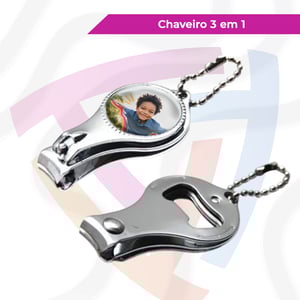 Chaveiro 3 em 1 com Resina Personalizado Metal Aproximadamente 5,9 cm x 3,2 cm    Criação de Arte