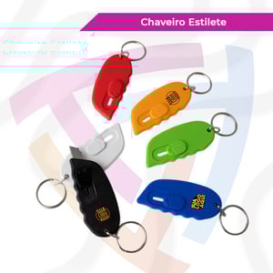 Chaveiro Estilete Personalizado Plástico Aproximadamente 3cm x 7cm    Criação de Arte | Mínimo de 15 unidades