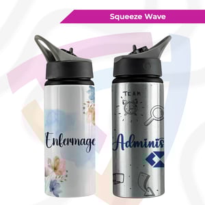 Squeeze Wave Personalizada Alumínio    Acompanha Canudo de Plástico Criação de Arte | Capacidade de 600ml