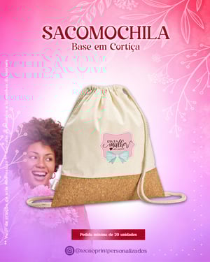 Sacomochila Base Cortiça 70% Algodão Reciclado 30% Poliéster Reciclado 370 x 410 mm    