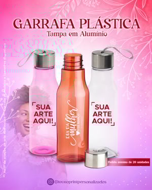 Garrafa com Tampa de Alumínio Plástico e Alumínio 23cm x 6,8 cm    