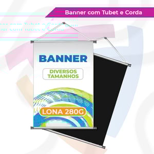 Banner com Tubet e Corda Lona 280g  4/0 Apenas Frente  Tubete e Corda Criação de Arte