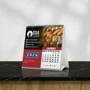 Calendário de Mesa 2026 Personalizado