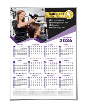 Calendário de Parede 2026 (31X46CM) Personalizado