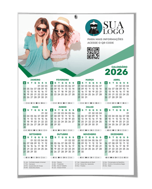 Calendário de Parede 2026 (31X46CM) Personalizado